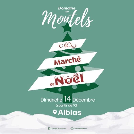 affiche du marché de Noël du 14 décembre 2025 du Domaine de Montels