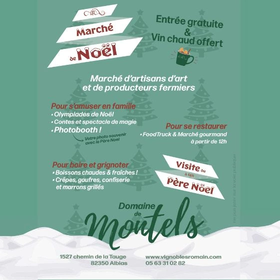 programme du marché de noël du 14 décembre 2025 au Domaine de Montels