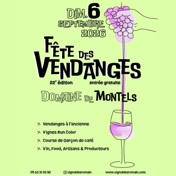 Affiche de la Fête des Vendanges du dimanche 6 septembre 2026 au Domaine de Montels